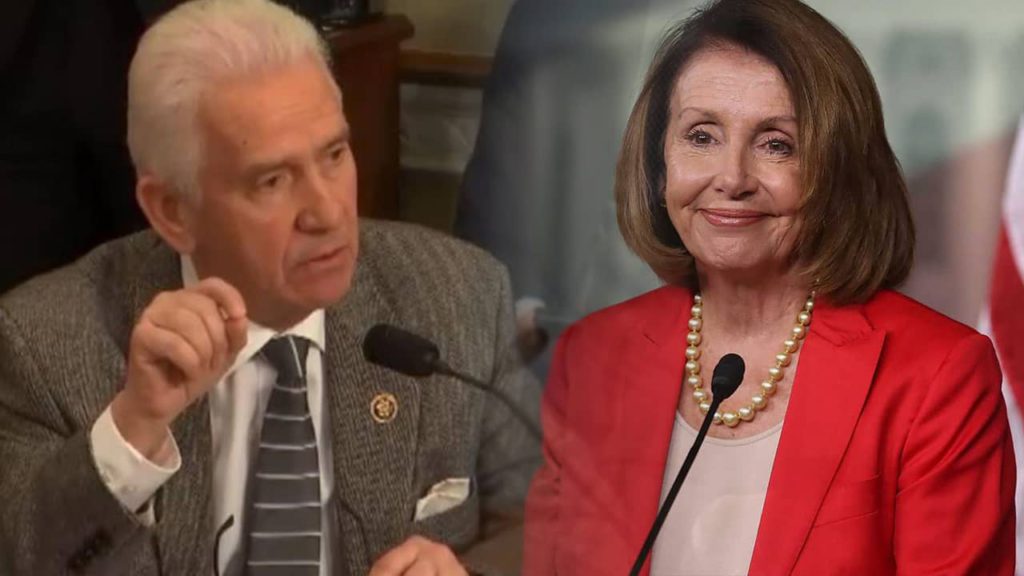 Twinned up photos of Reps. Jim Costa and Nancy Pelosi